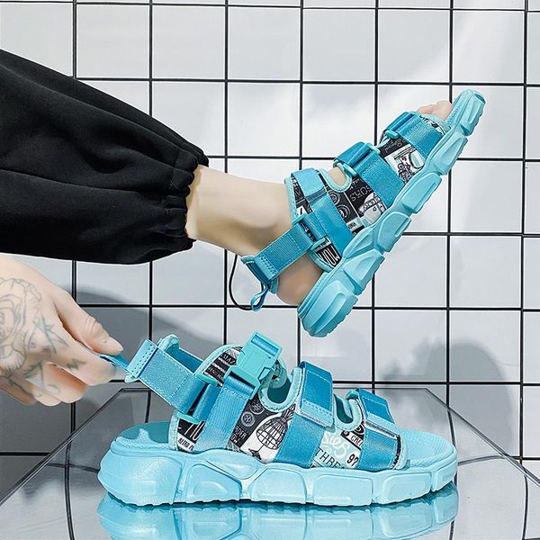 

slippers streetwear men shoes stylish for men's rubber sandals man 2021 summer korean athletic mens sandles casual fashion, Black