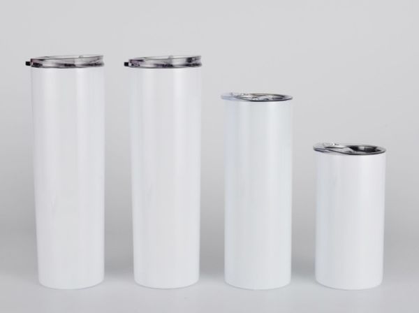 

straight 15oz 20oz 30oz sublimation white blank straight tumblers with straw stainless steel water bottles double insulated cups mugs