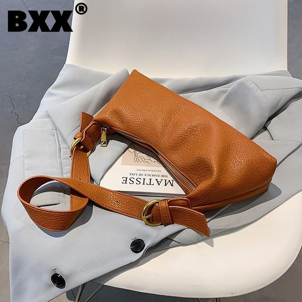 

[bxx] ladies vintage black pu leather bags simple women 2021 fashion shoulder hand bag lady trend handbags purses cb801 cross body