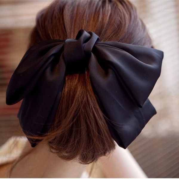 

50pcs/lot diy simple multi tribute silk double-deck bowknot hair clips styling tools accessories ha14631, Brown