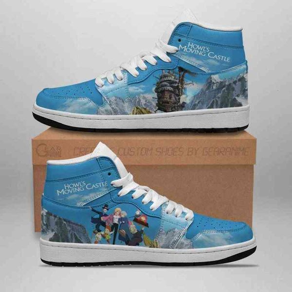 

howl's moving castle sneakers high anime leather sho, Black