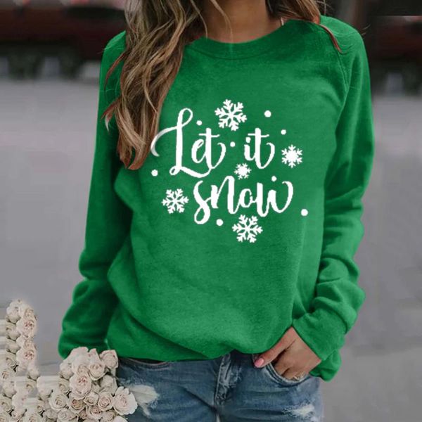 

women's hoodies & sweatshirts harajuku sweatshirt chirstmas snowflake long-sleeved casual blouse pullover plus size streetwear sudadera, Black