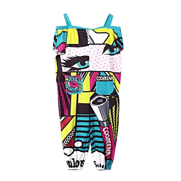 

women's pants & capris spring and summer suspenders jumpsuit large size personality cartoon strapless, Black;white