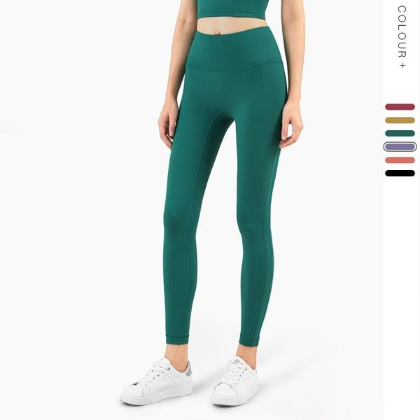 

leggings super skin-friendly nude high waist tight elastic hip yoga pants sport women fitness push up outfits, White;red