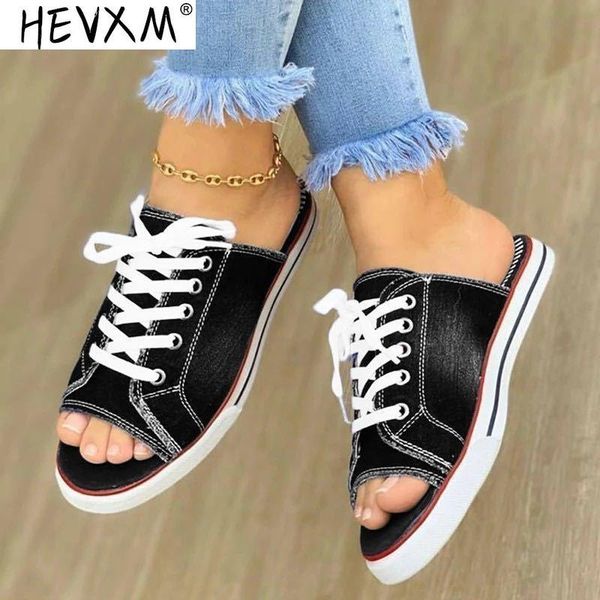 

woman summer shoes women sandals one pedal canvas slippers comfortable flat female sandal ladies sandalias, Black