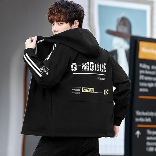 

men's jackets men bomber jacket fashion korean hooded 2021 spring and autumn youth simple casual coat plus size clothes, Black;brown