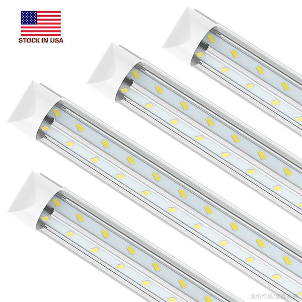 8FT LED Shop Light Luminária, Linkable 6000K Daylight Tubo Branco Luz, Saída Alta, Dupla Saída V Forma T8 Integrado 8 Pé LED Bulbs para Garagem, Armazém, Lente Clear