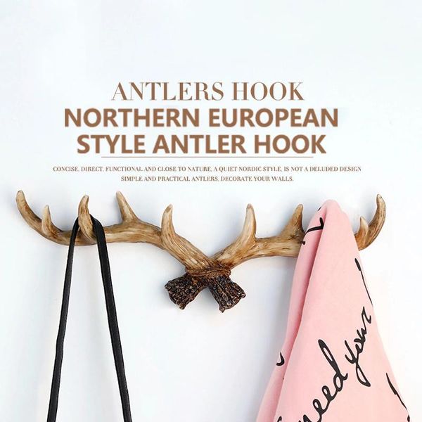 

hooks & rails antlers wall hanger vintage iron deer key holder rustic coat hats clothes rack decorative room storage bathroom accessories