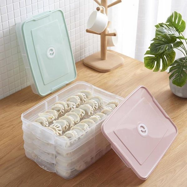 

storage bottles & jars dumpling box plastic refrigerator fresh-keeping 2-4 layers portable stackable container holder organizer