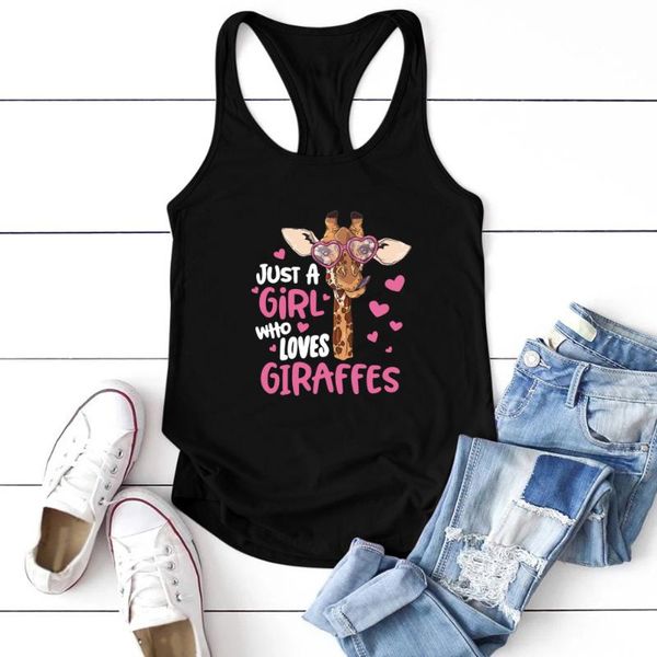 

women's tanks & camis just a girl who loves giraffes with glasses print tank women sleeveless summer loose funny aesthetic vest for, White