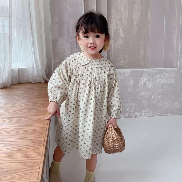 

girl's dresses 2021 spring girls flowers dress fashion floral long sleeve kids princess baby outfits children casual costumes, Red;yellow