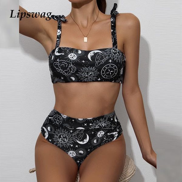 

high waist print women bikini swimwear two piece bandage brazilian swimsuit summer push up beachwear bathing suit s-xl one-piece suits