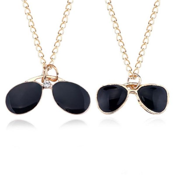 

pendant necklaces creative personality drop oil glasses necklace exquisite sunglasses size version clavicle chain ornaments wholesale, Silver