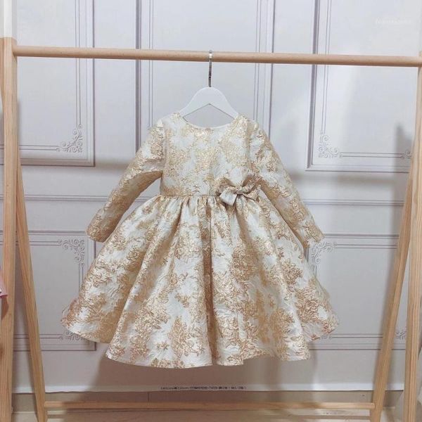 

girl's dresses baby girls christening gown princess party dress born golden lace baptism clothes child 1st birthday wedding outfits1, Red;yellow