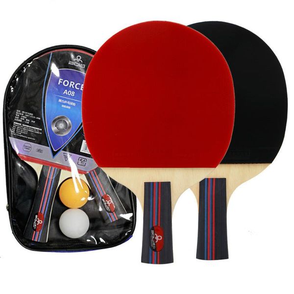 

2pcs table tennis racket long handle short rubber carbon double face pimples -pong rackets bat with 2 balls and case raquets