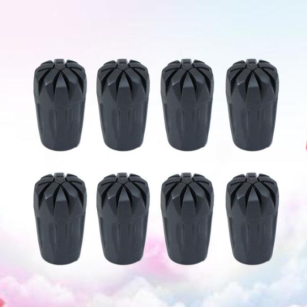 

trekking poles 8pcs rubber tips cane tip protectors hiking pole replacement walking stick head protect equipment accessory (black)