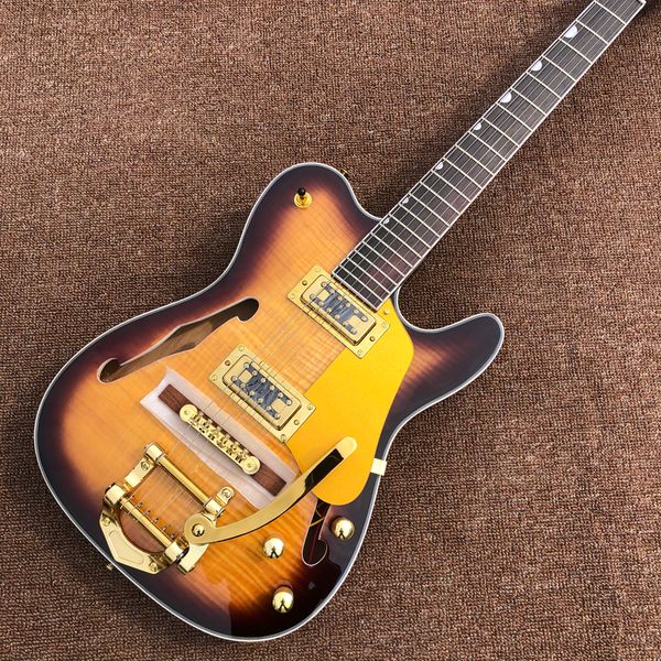 

electric guitar,rosewood fingerboard,jazz hollow body,maple gold hardware