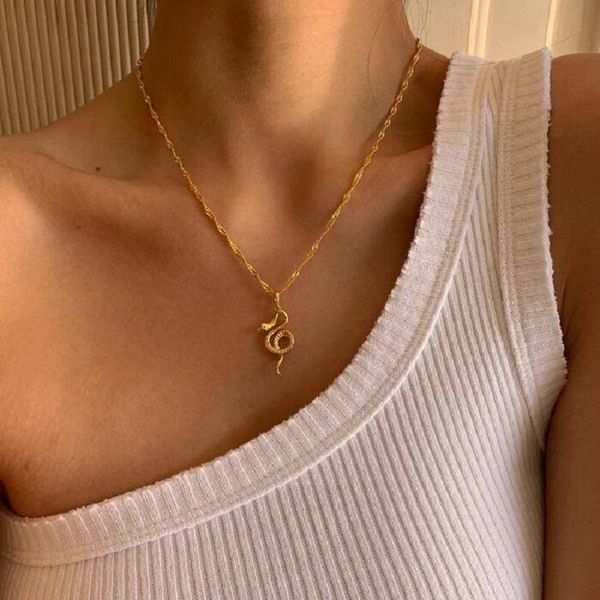 

pendant necklaces punk hip snake necklace for women fashion vintage crystal animal long female jewelry gift, Silver
