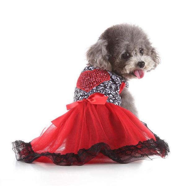 

dog apparel pet princess dress clothes spring summer with leopard print bowknot for