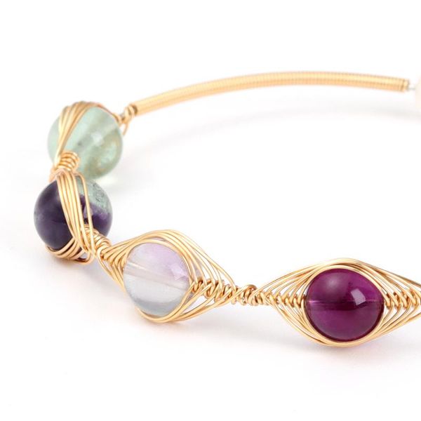 

charm bracelets mom's gift adjustable healing beads 14k gold clad wire natural green fluorite handmade 7 chakra, Golden;silver