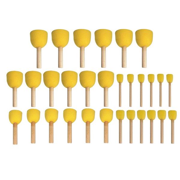

craft tools mixed round sponge stamp set children's graffiti painting wooden handle tool seal diy kindergarten material