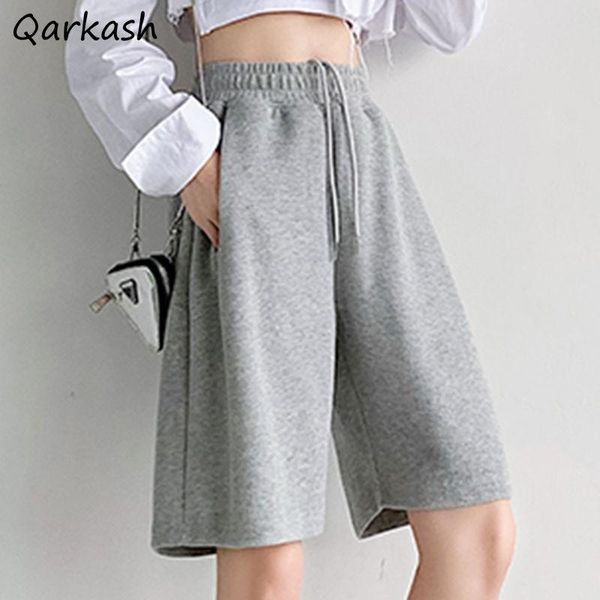 

women's shorts plus size women straight fashion bottom chic ulzzang streetwear drawstring female solid casual couple high waist, White;black