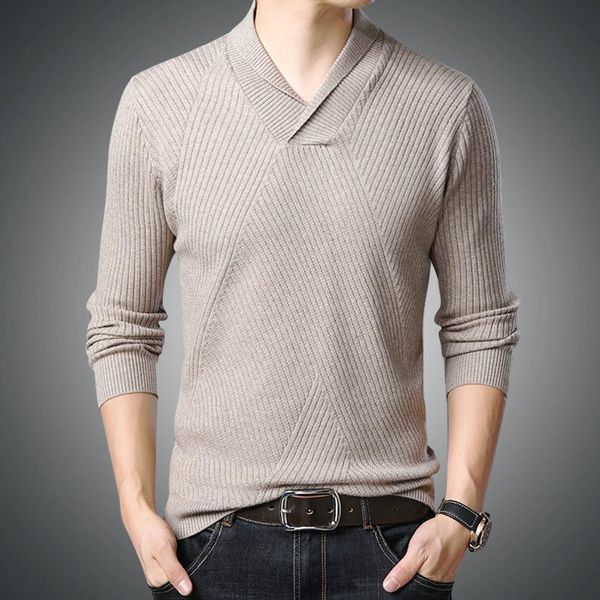 

men's sweaters v-neck long sleeve fashion warm men 2021 autumn winter solid color casual wild trend bottoming shirt jke083, White;black