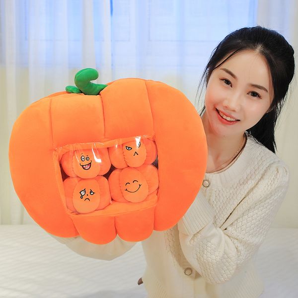 

42*40cm pumpkin candy bag stuffed emotional little plants balls a bag of pudding plush pillow halloweens day prop kids gift