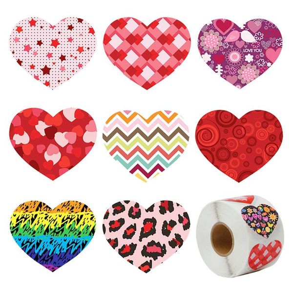 

500pcs heart shape valentine's day stickers birthday party seal labels cute box tag self-adhesive label gift wrap