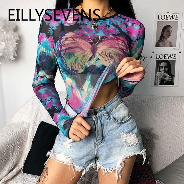 

woman butterfly printed blouse autumn women slim casual long sleeve mesh shirt office work shirts blusas feminina 3 women's blouses, White