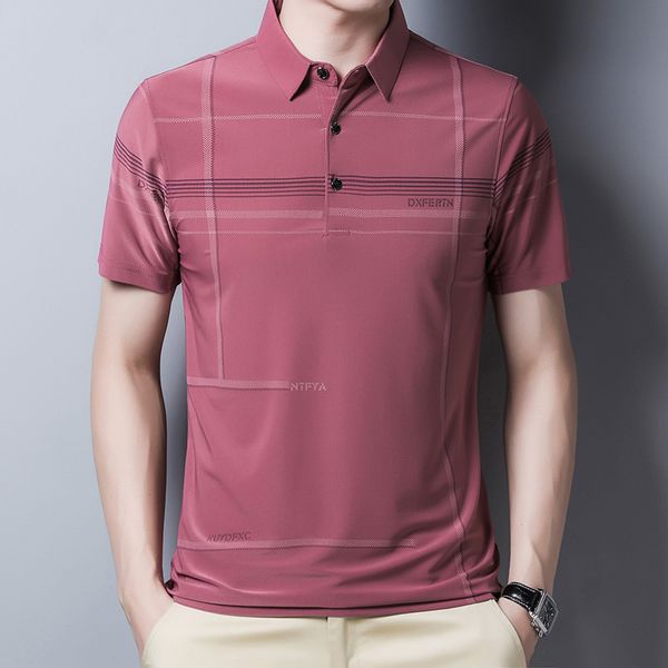 

summer new men's casual fashion short-sleeved t-shirt, sports polo shirt, quick-drying ball suit, non-iron work clothes, White;black