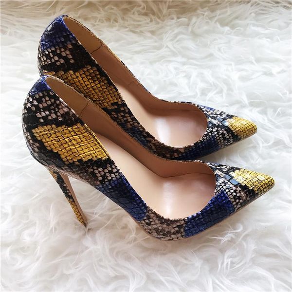 

dress shoes prowow 2021 fashion women's colorblock snake print, Black