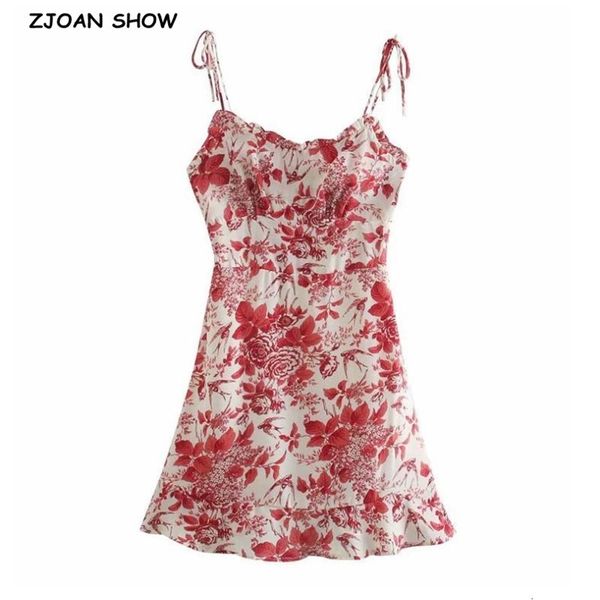 

casual dresses vintage france summer wood ears v neck floral print bandage spaghetti strap short dress women lacing up sling, Black;gray