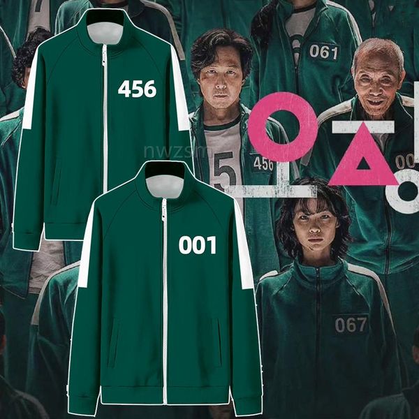 

men's hoodies & sweatshirts squid game jacket li zhengjae same sportswear plus size 456 001 national tide autumn sweater hoodie round s, Black