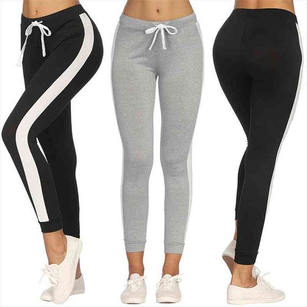 

slim sports pants women sweatpants casual jogger dance sport pants skinny tracksuit casual streetwear trouser, Black;white