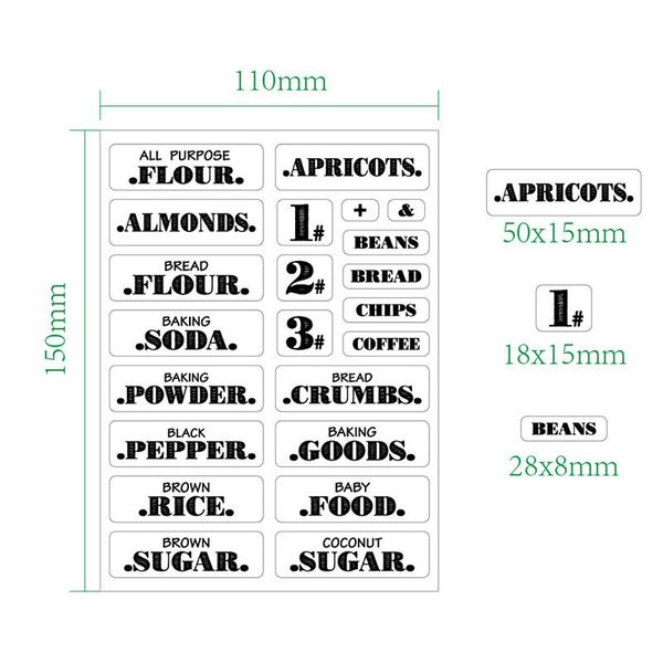

storage bottles & jars 2021 farmhouse pantry labels 6 sheets transparent waterproof stickers food jar for organization dr