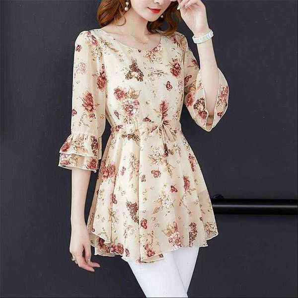 

women shirts spring summer style chiffon blouses shirt lady casual short sleeve o neck solid print womens loose df3512, White