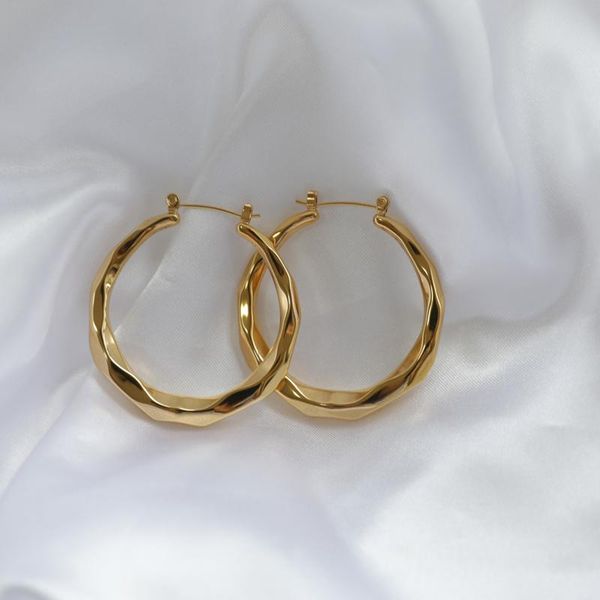 

hoop & huggie joolim pvd plated hollow big earring drop jewelry supply, Golden;silver