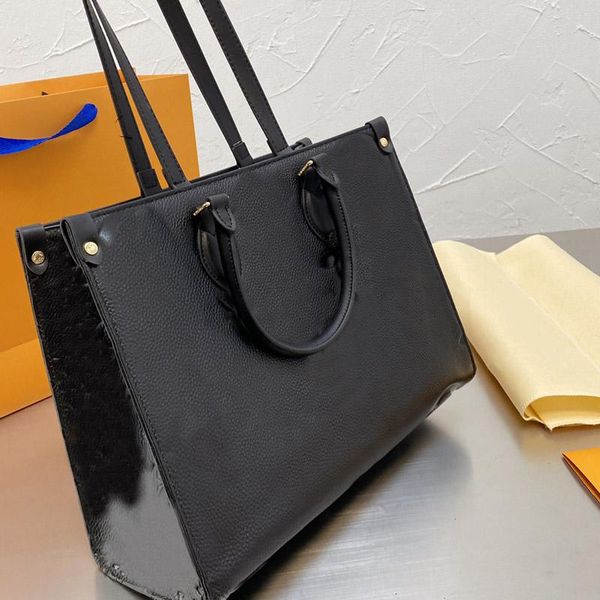 

leather shopping bag tote bags handbags genuine leather letter embossed soft grain leather plain high-capacity high quality, Black;red