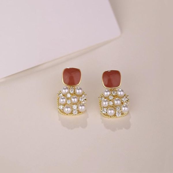 

dangle & chandelier 2021 geometric square fine pearl drop earrings shiny sweet fresh fashion hollow modelling women jewelry, Silver