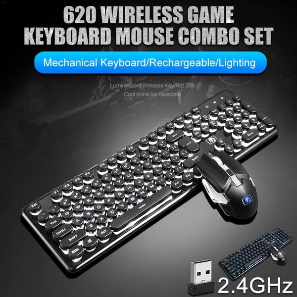 

technology 620 wireless charging shining game keyboard mouse set combos