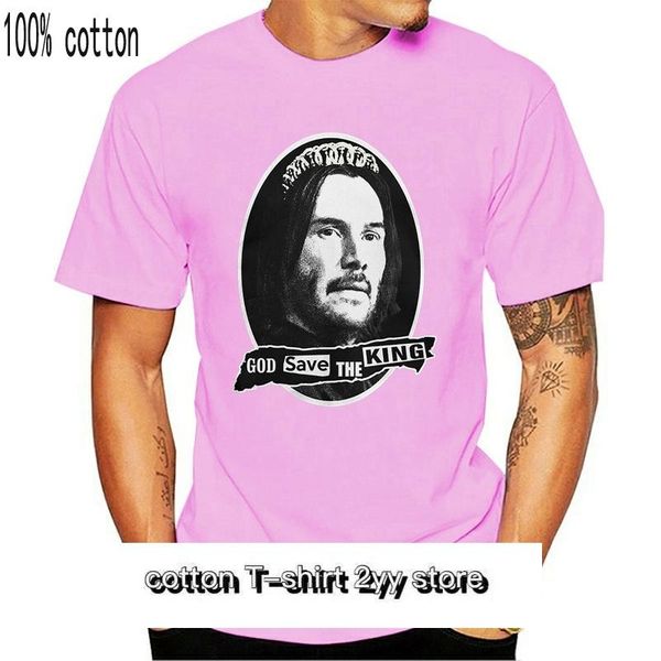 

men's t-shirts keanu reeves god save the king funny t-shirt premium cotton tee vintage shirt, White;black
