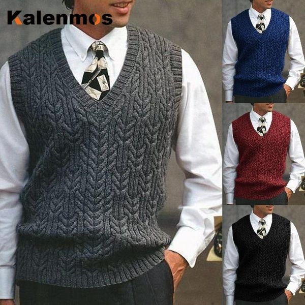

sweater vest men solid color slim-fit spring autumn winter sleeveless v-neck knitted streetwear mens clothes men's vests, Black;white