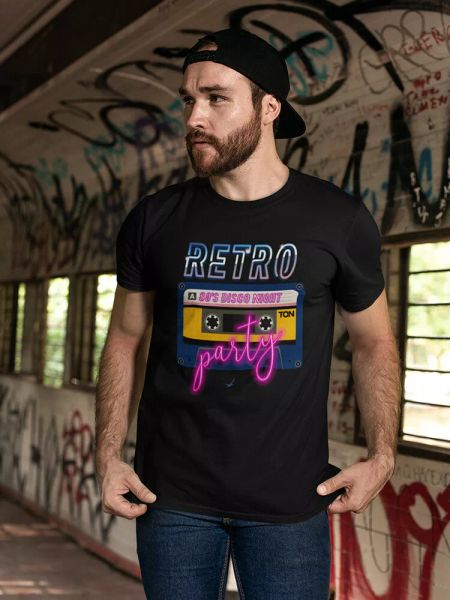 

Retro Party 80S Cassete Tee Men's -Image by Shutterstock, White;black