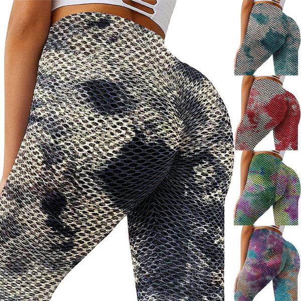 

tie-dye yoga pant women gym elastic tight training running legging quick dry high waist seamless squat sports outfit