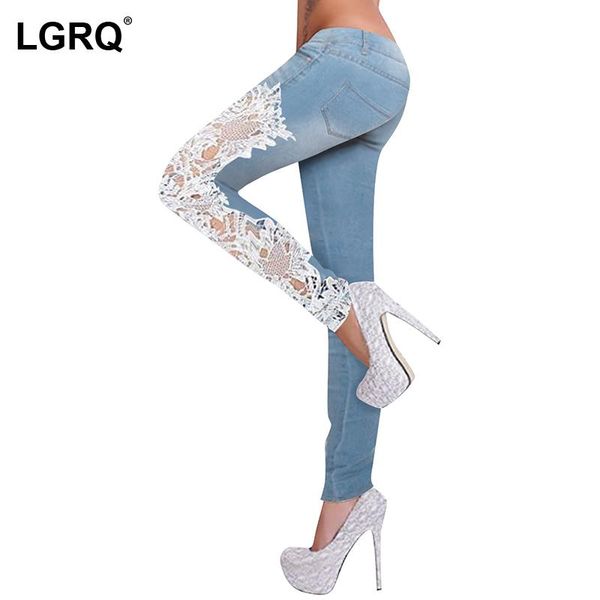 

women's pants & capris [lgrq] lace hollow out patchwork water wash high waist trousers loose fashion tide spring 2021 19d2963, Black;white