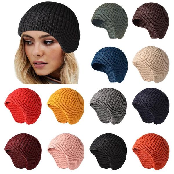 

beanie/skull caps beanie hat warm knitted womens winter earflap solid skull cap for women men male autumn thick, Blue;gray