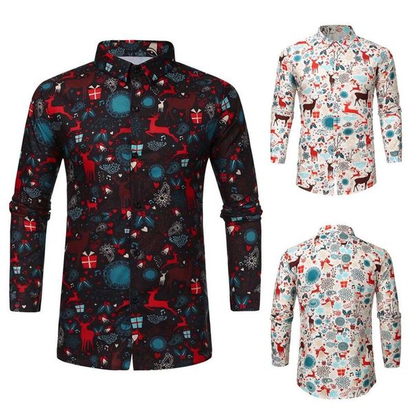 

men's casual shirts mens shirt christmas snowflakes printing long sleeve blouse tee outwear luxury street clothing, White;black