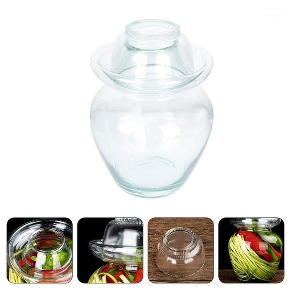 

storage bottles & jars 1pc glass pickle vegetable jar kitchen large capacity sealed