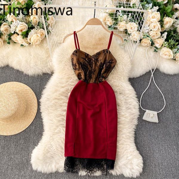 

tinomiswa women lace patchwork dress summer v neck backless sleeveless sling short dresses korean casual bodycon vestidos, Black;gray